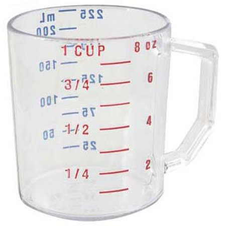 RUBBERMAID Cup, Measuring(1 Cup, Dry, Clear) 3210